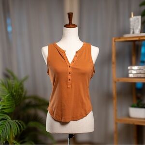 Pilcro Orange Sleeveless Buttoned Tank Top